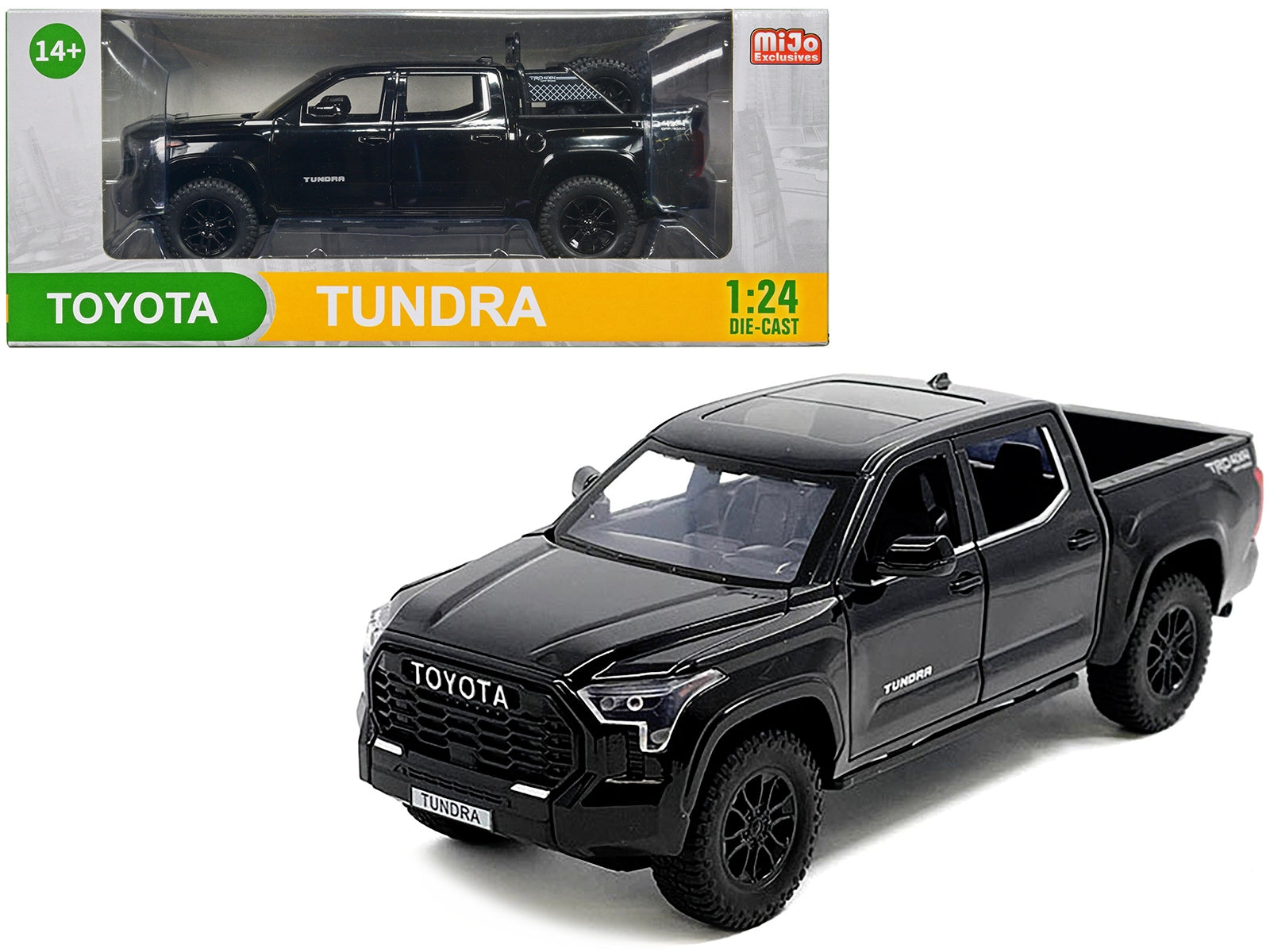 2023 Toyota Tundra TRD 4x4 Pickup Truck Black with Sunroof and Wheel Rack 1/24 Diecast Model Car Other