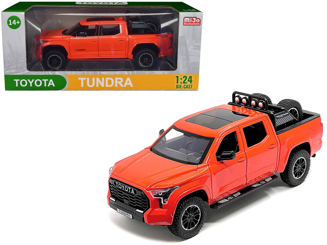 2023 Toyota Tundra TRD 4x4 Pickup Truck Solar Octane Orange with Sunroof and Wheel Rack 1/24 Diecast Model Car Other