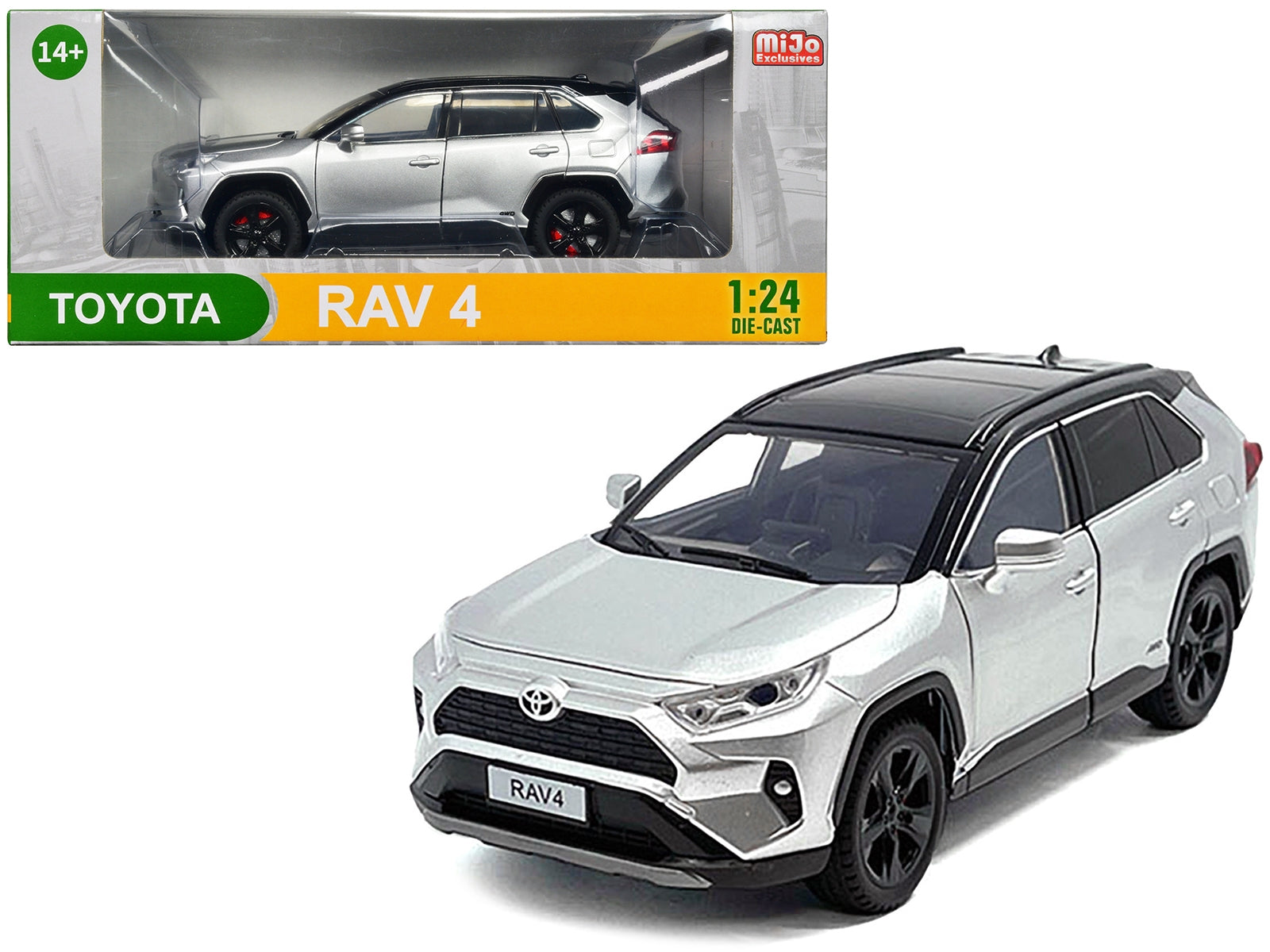 Toyota Rav4 Hybrid XSE Silver Metallic with Black Top and Sunroof 1/24 Diecast Model Car Other