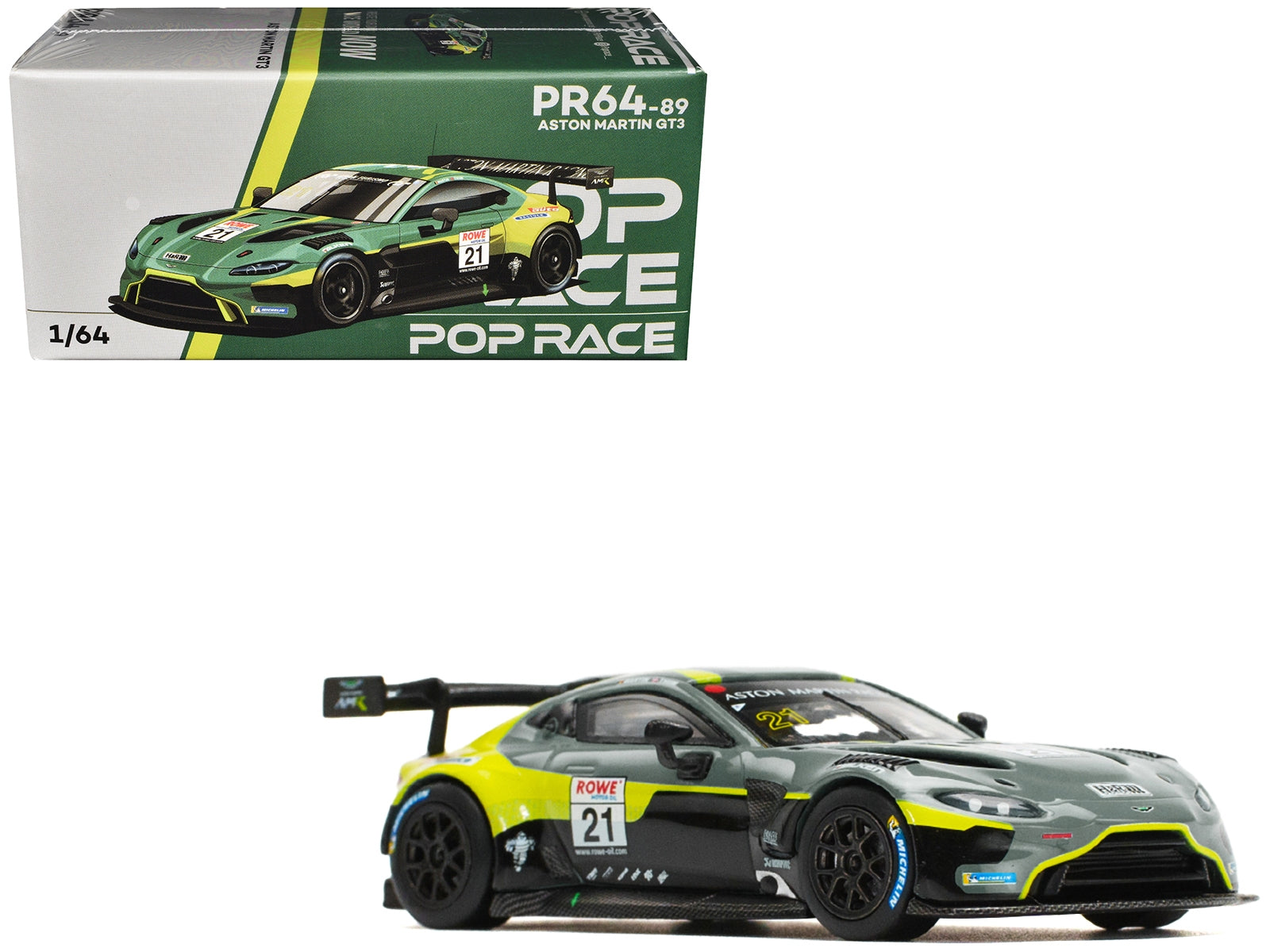 Aston Martin GT3 #21 Green Metallic "N24 2024" 1/64 Diecast Model Car by Pop Race Pop Race