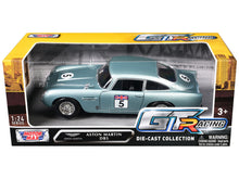 Load image into Gallery viewer, Aston Martin DB5 RHD (Right Hand Drive) #5 Light Blue Metallic &quot;GT Racing&quot; Series 1/24 Diecast Model Car by Motormax Motormax
