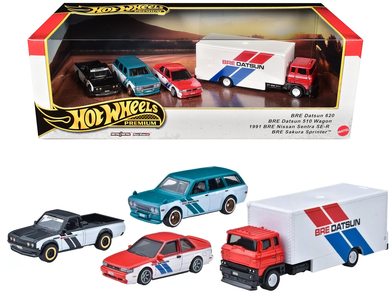 "BRE" Set of 4 pieces Series Hot Wheels "Premium" 2024 Series U Diecast Model Cars by Hot Wheels Hotwheels