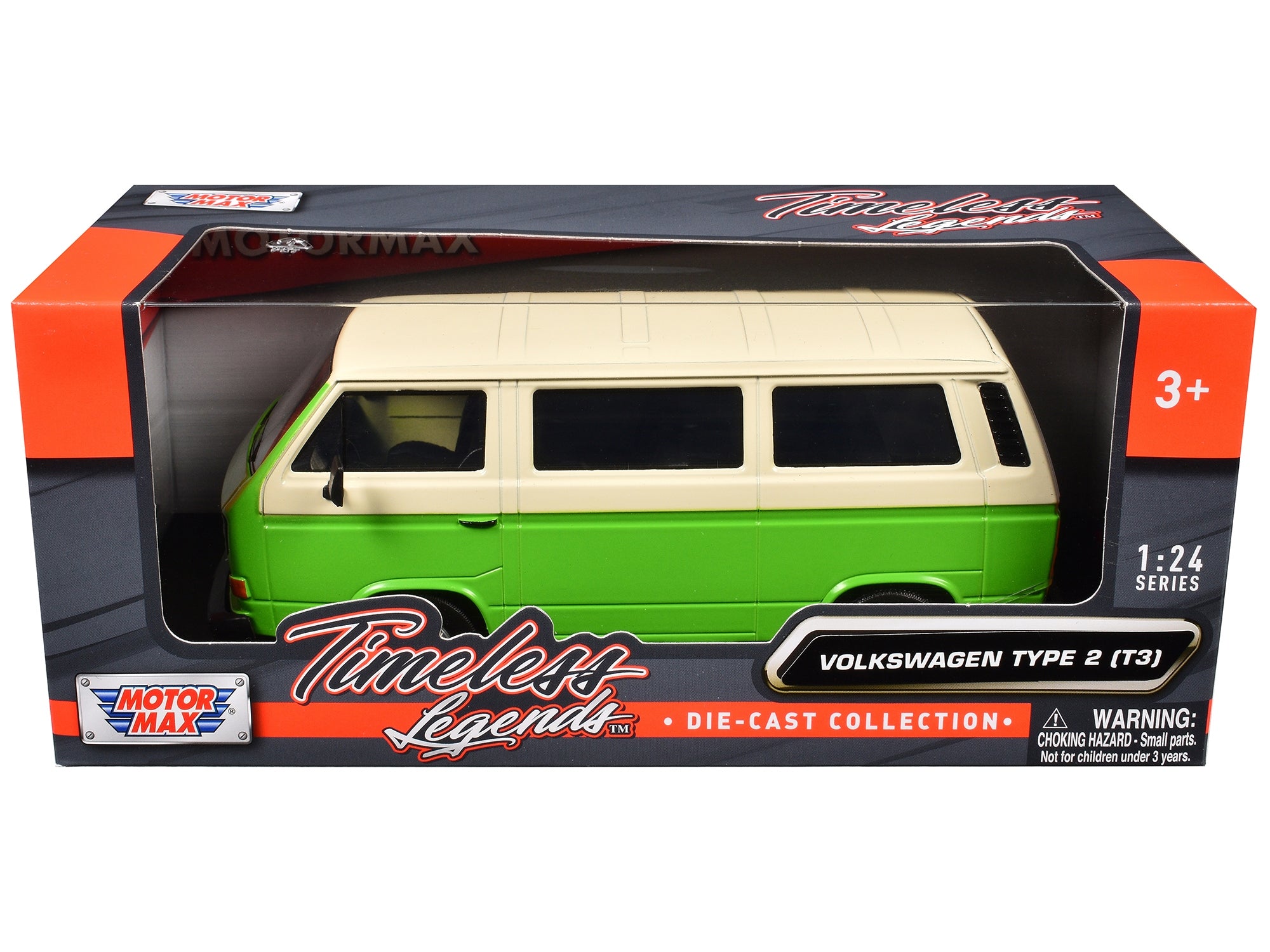 Volkswagen Type 2 (T3) Van Green and Beige "Timeless Legends" Series 1/24 Diecast Model Car by Motormax Motormax