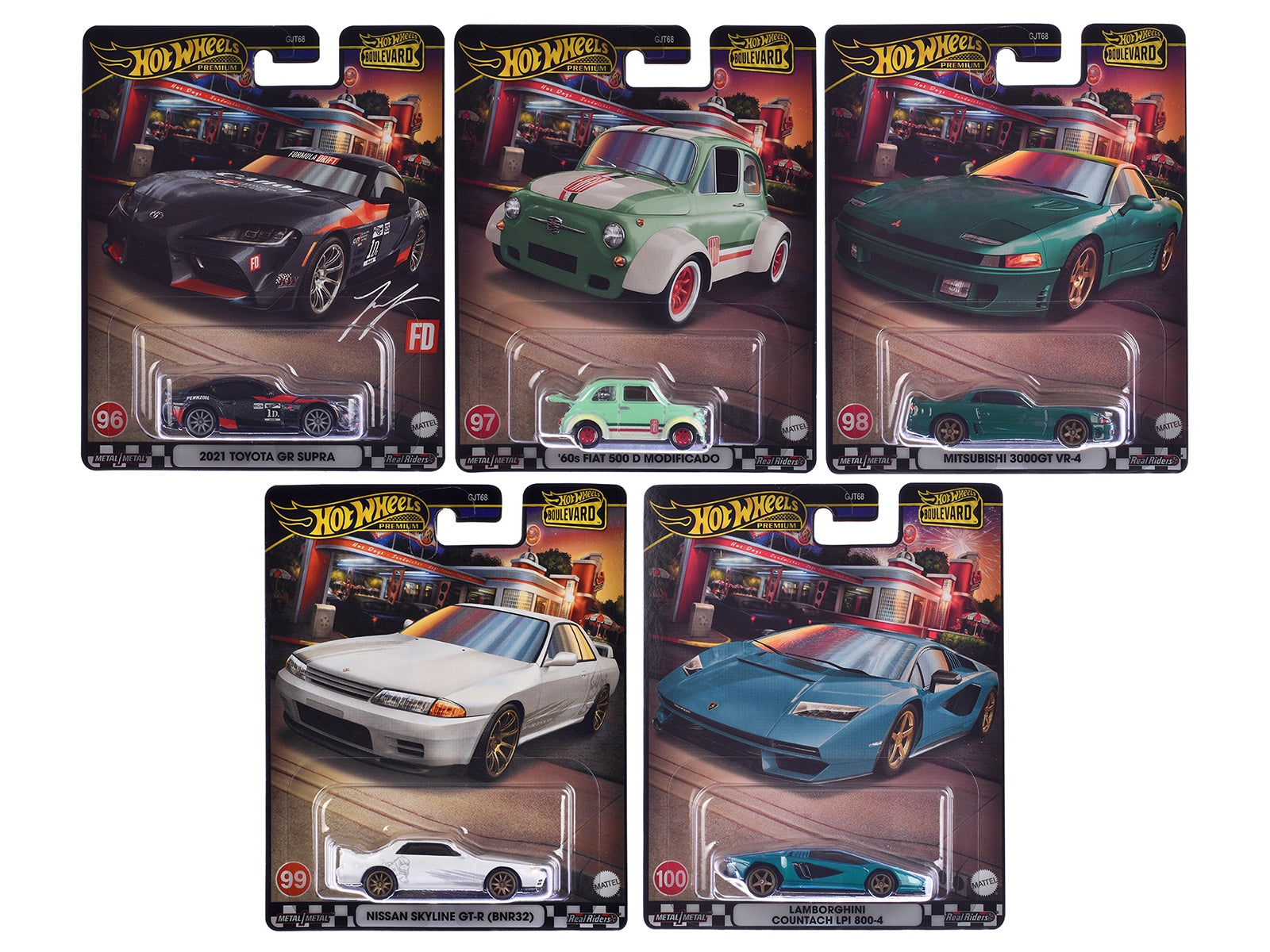 "Boulevard 96-100" 5 piece Set "Premium" 2024 Series Diecast Model Cars by Hot Wheels Hotwheels