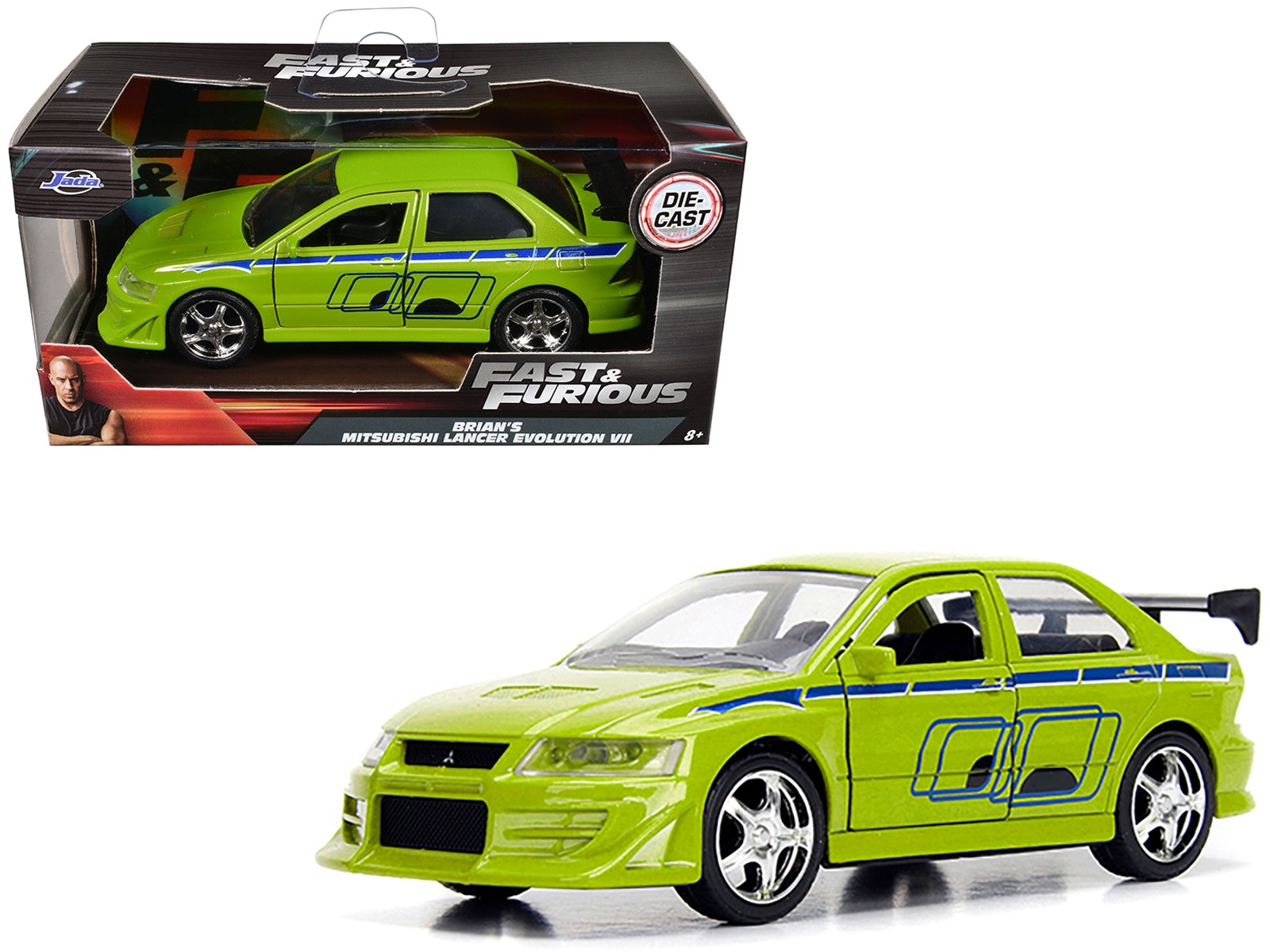 Brian's Mitsubishi Lancer Evolution VII Green "Fast & Furious" Movie 1/32 Diecast Model Car by Jada Jada