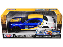 Load image into Gallery viewer, 2018 Dodge Challenger SRT Hellcat Widebody #284 Blue Metallic and White with Yellow Graphics &quot;GT Racing&quot; Series 1/24 Diecast Model Car by Motormax Motormax
