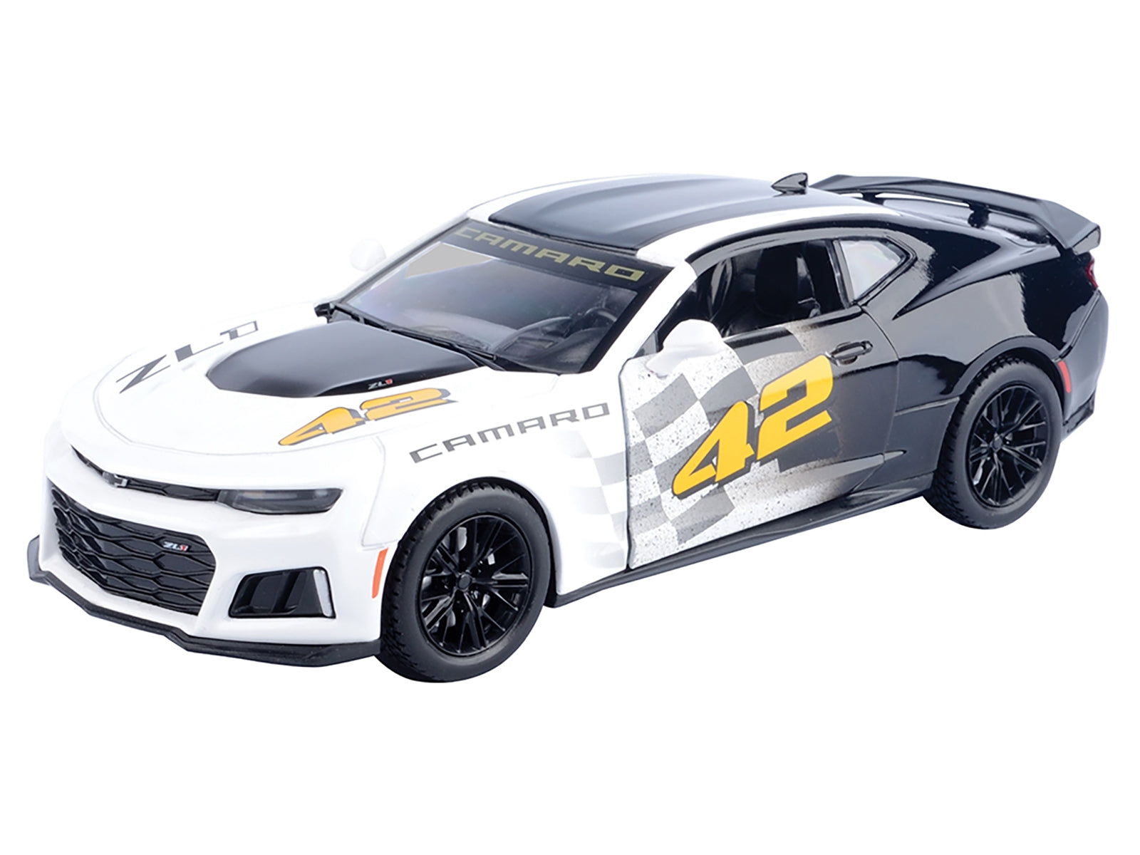 2017 Chevrolet Camaro ZL1 #42 Black and White "GT Racing" Series 1/24 Diecast Model Car by Motormax Motormax