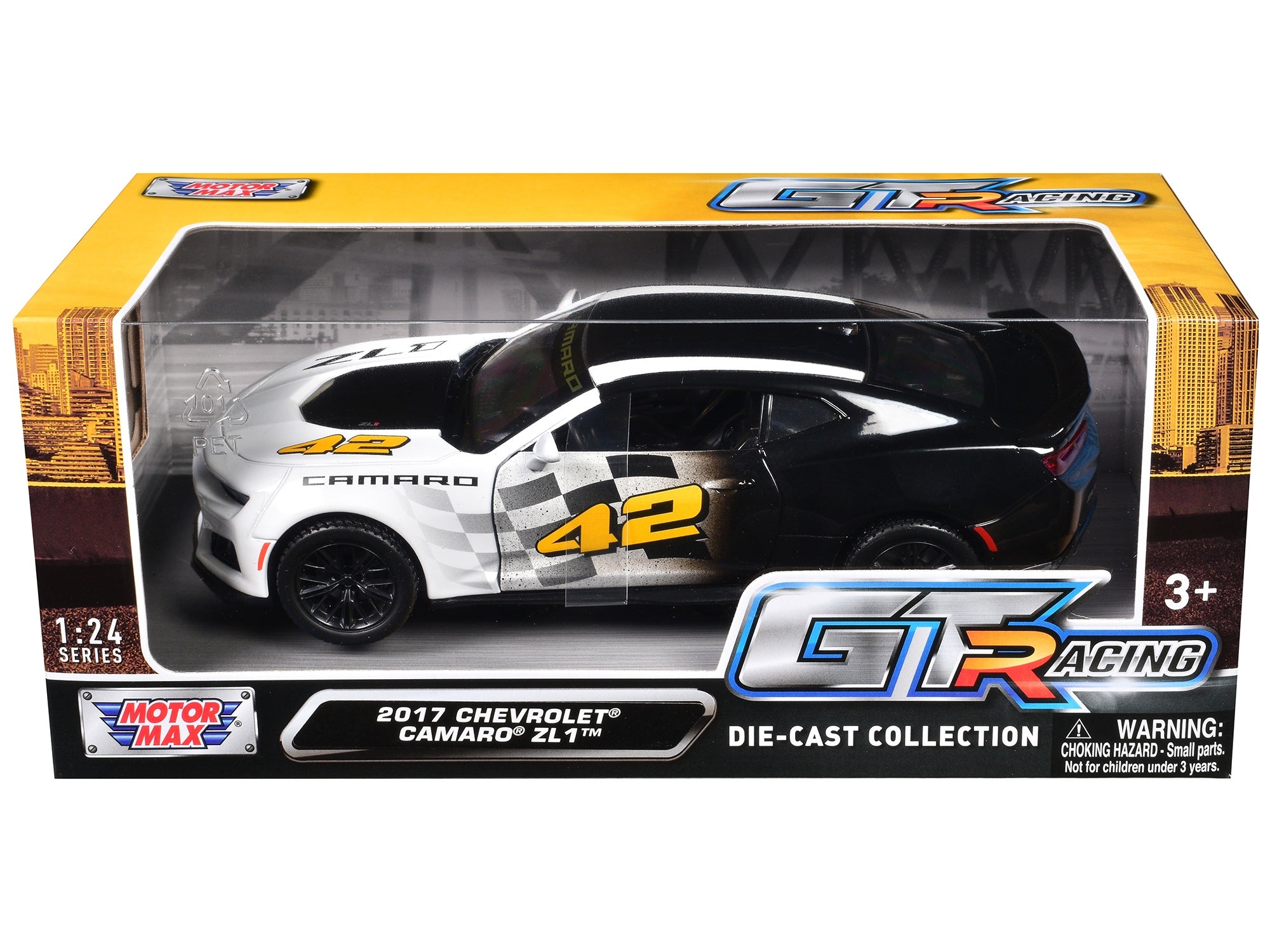 2017 Chevrolet Camaro ZL1 #42 Black and White "GT Racing" Series 1/24 Diecast Model Car by Motormax Motormax