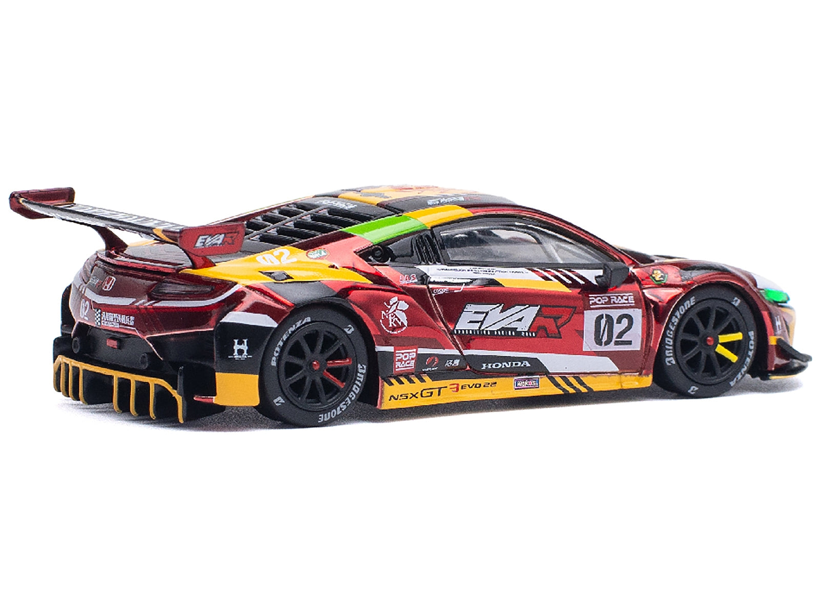 Honda NSX GT3 EVO22 #02 Red Metallic "EVA RT Production Model-02" 1/64 Diecast Model Car by Pop Race Pop Race