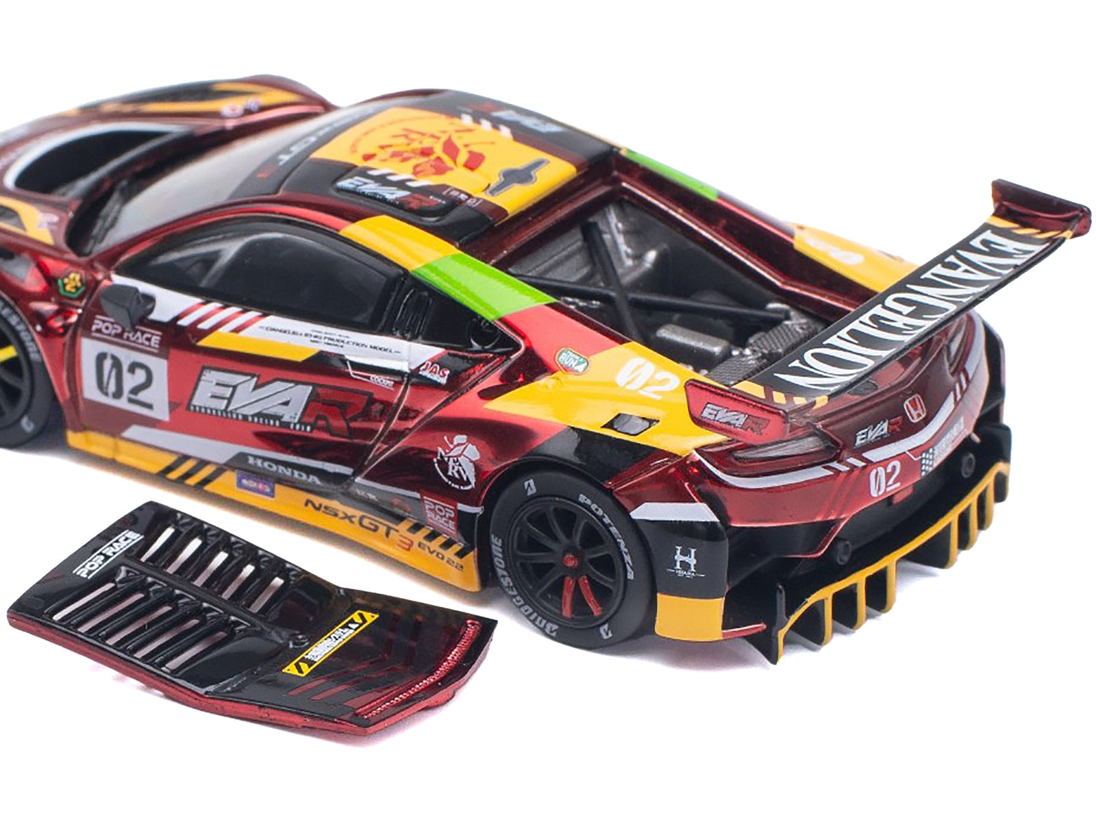 Honda NSX GT3 EVO22 #02 Red Metallic "EVA RT Production Model-02" 1/64 Diecast Model Car by Pop Race Pop Race