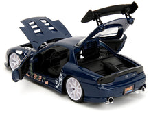 Load image into Gallery viewer, 1993 Mazda RX-7 Dark Blue with Graphics and Kakashi Hatake Diecast Figure &quot;Naruto Shippuden&quot; (2009-2017) TV Series &quot;Anime Hollywood Rides&quot; Series 1/24 Diecast Model Car by Jada Jada
