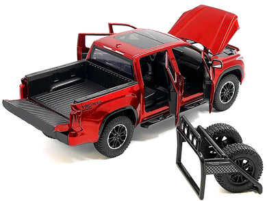 2023 Toyota Tundra TRD 4x4 Pickup Truck Red Metallic with Sunroof and Wheel Rack 1/24 Diecast Model Car Other