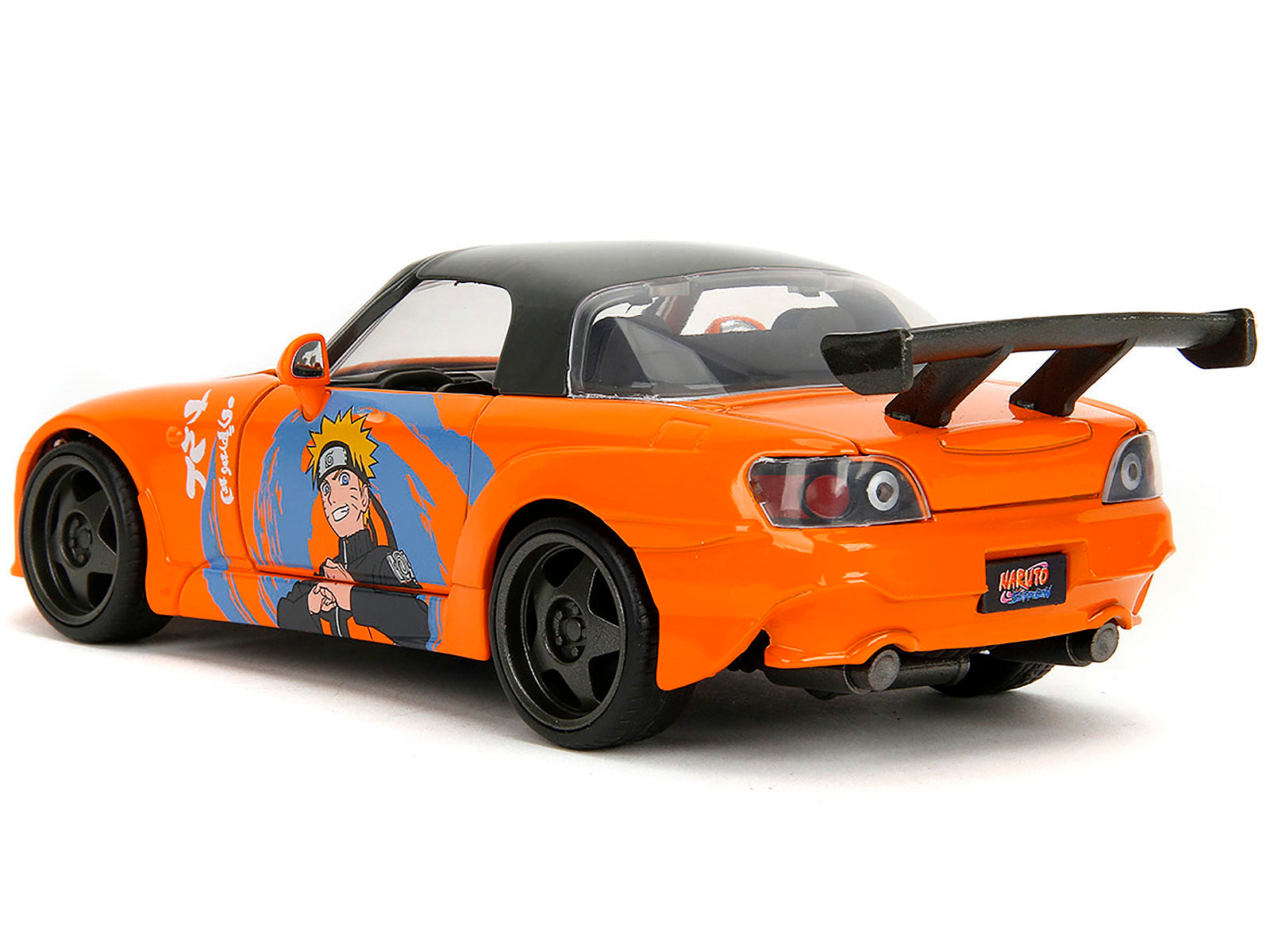 2001 Honda S2000 Orange with Gray Top and Graphics and Naruto Diecast Figure "Naruto Shippuden" (2009-2017) TV Series "Anime Hollywood Rides" Series 1/24 Diecast Model Car by Jada Jada