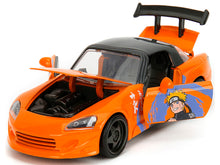 Load image into Gallery viewer, 2001 Honda S2000 Orange with Gray Top and Graphics and Naruto Diecast Figure &quot;Naruto Shippuden&quot; (2009-2017) TV Series &quot;Anime Hollywood Rides&quot; Series 1/24 Diecast Model Car by Jada Jada
