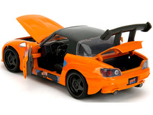 Load image into Gallery viewer, 2001 Honda S2000 Orange with Gray Top and Graphics and Naruto Diecast Figure &quot;Naruto Shippuden&quot; (2009-2017) TV Series &quot;Anime Hollywood Rides&quot; Series 1/24 Diecast Model Car by Jada Jada
