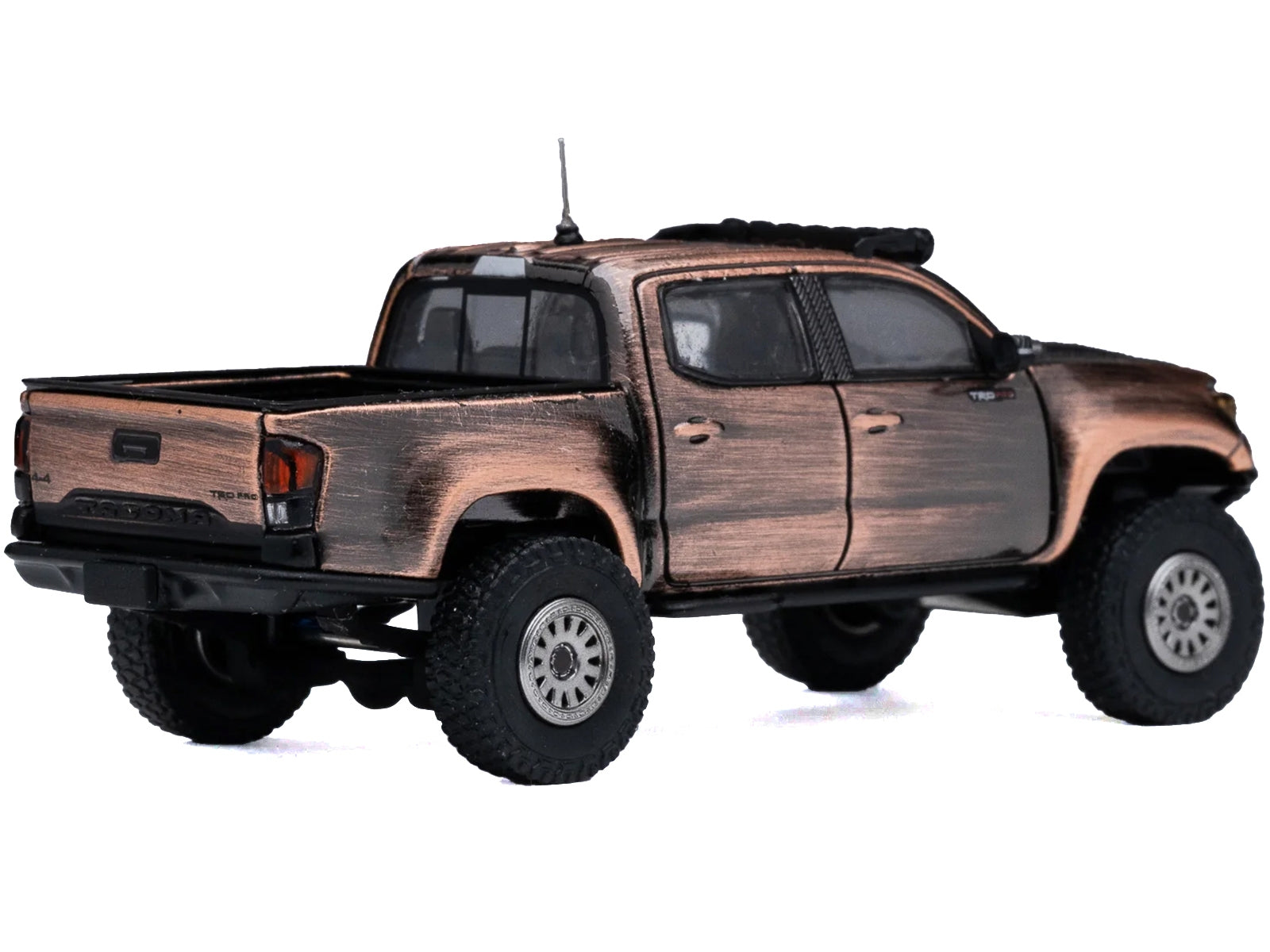 Toyota Tacoma Pre-Runner Pickup Truck Brushed Bronze Metallic with Carbon Hood 1/64 Diecast Model Car by GCD GCD