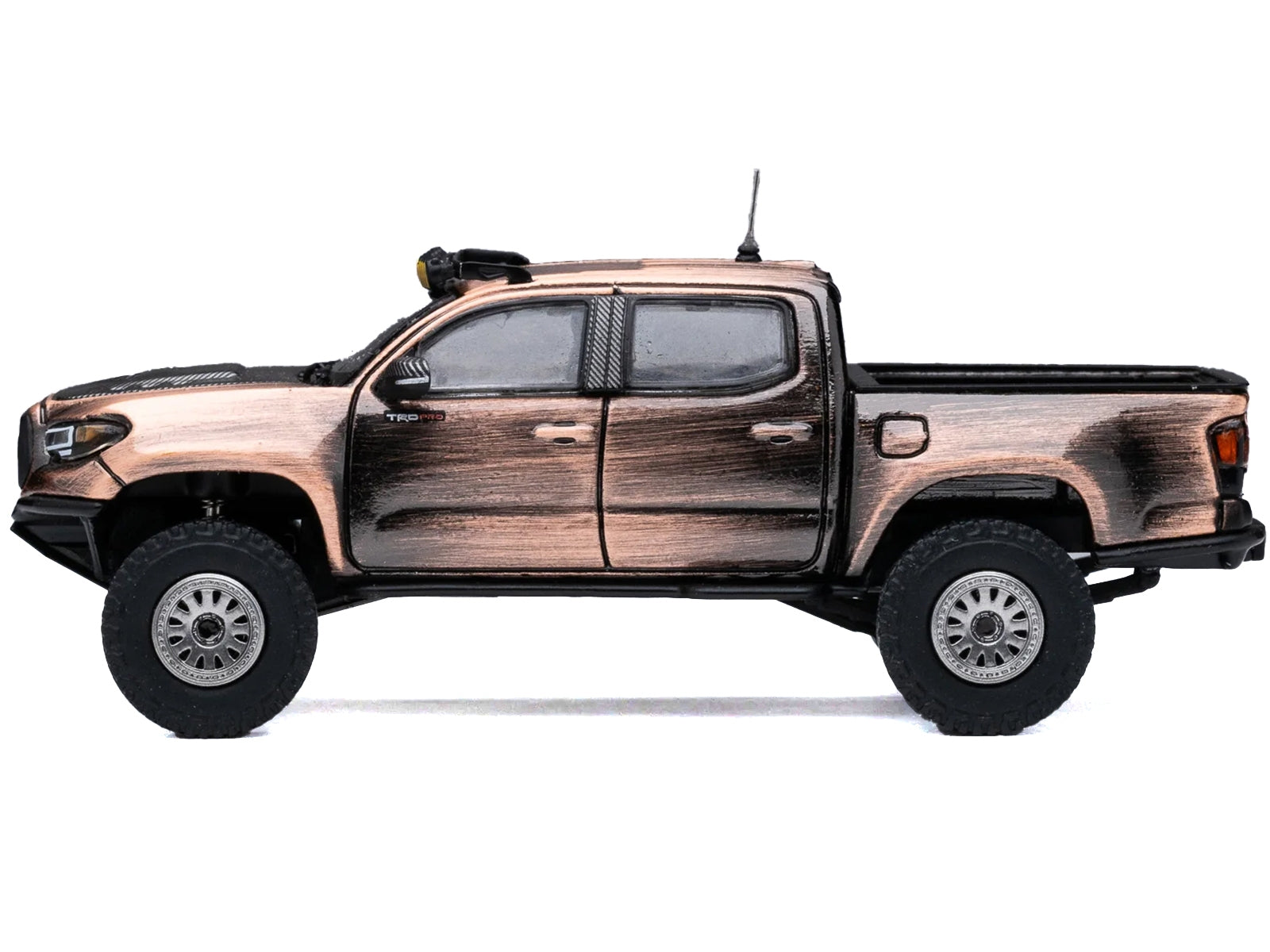 Toyota Tacoma Pre-Runner Pickup Truck Brushed Bronze Metallic with Carbon Hood 1/64 Diecast Model Car by GCD GCD