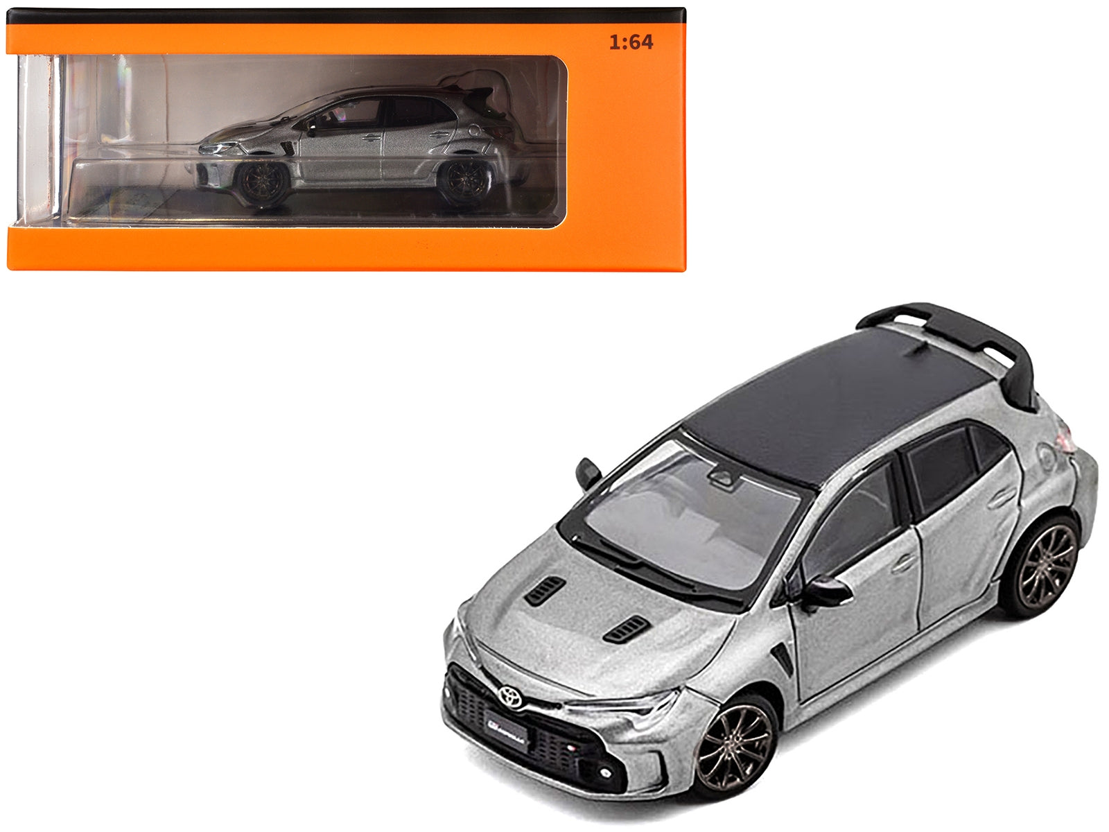 2022 Toyota GR Corolla RHD (Right Hand Drive) Gray Metallic with Black Top 1/64 Diecast Model Car by GCD GCD