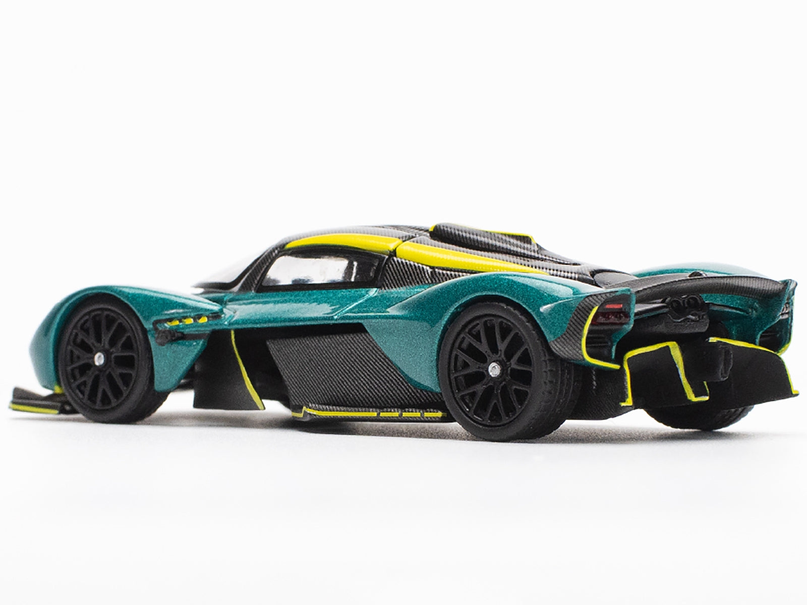 Aston Martin Valkyrie Green Metallic with Carbon Top 1/64 Diecast Model Car by Pop Race Pop Race