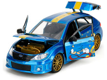 Load image into Gallery viewer, 2012 Subaru Impreza WRX STI Blue Metallic with Graphics and Sonic The Hedgehog Diecast Figure &quot;Sonic The Hedgehog&quot; &quot;Hollywood Rides&quot; Series 1/24 Diecast Model Car by Jada Jada
