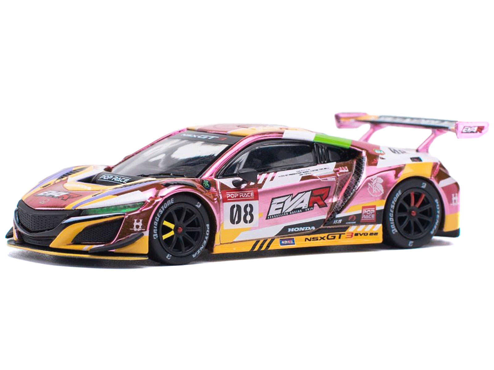 Honda NSX GT3 EVO22 #08 Pink with Graphics "EVA RT Production Model Custom Type-08" 1/64 Diecast Model Car by Pop Race Pop Race