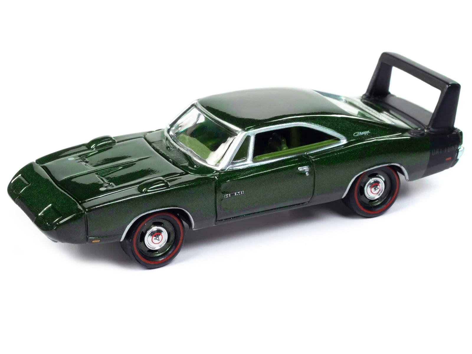 1969 Dodge Charger Daytona Dark Green Metallic with Green Interior "Mecum Auctions" Pop Culture 2024 Release 1 1/64 Diecast Model Car by Johnny Lightning Johnny Lightning