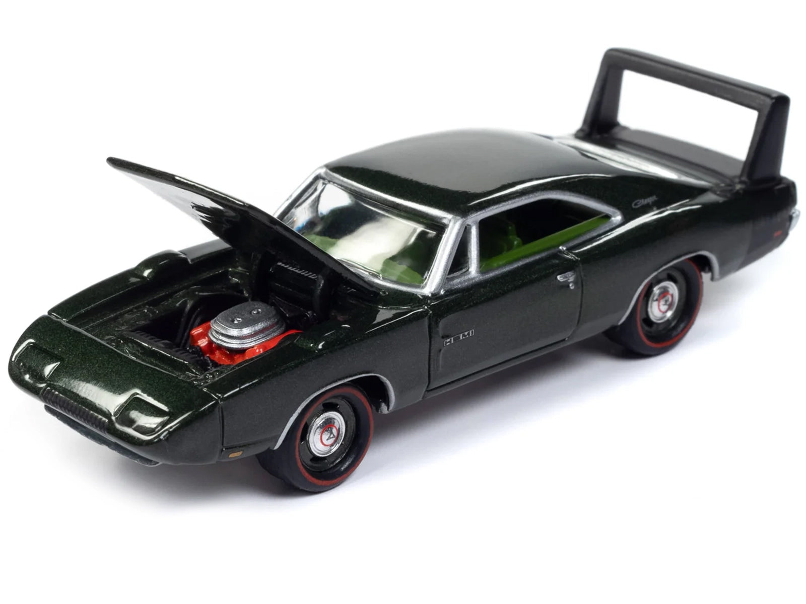 1969 Dodge Charger Daytona Dark Green Metallic with Green Interior "Mecum Auctions" Pop Culture 2024 Release 1 1/64 Diecast Model Car by Johnny Lightning Johnny Lightning