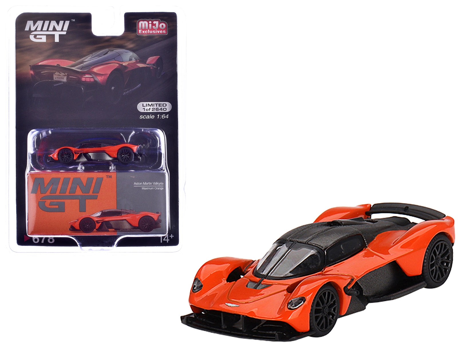 Aston Martin Valkyrie Maximum Orange with Carbon Top Limited Edition to 2640 pieces Worldwide 1/64 Diecast Model Car by Mini GT Mini GT