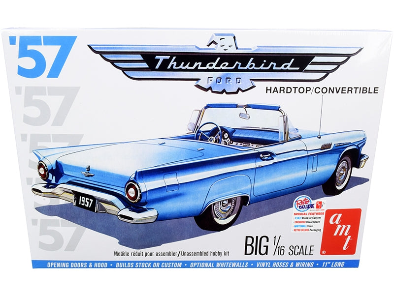 Skill 3 Model Kit 1957 Ford Thunderbird Convertible 2-in-1 Kit 1/16 Scale Model by AMT AMT