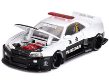 Load image into Gallery viewer, Nissan Skyline GT-R (R34) &quot;Kaido Works (V2 Aero)&quot; RHD (Right Hand Drive) Black and White &quot;Japan Police&quot; (Designed by Jun Imai) &quot;Kaido House&quot; Special 1/64 Diecast Model Car by Mini GT Mini GT
