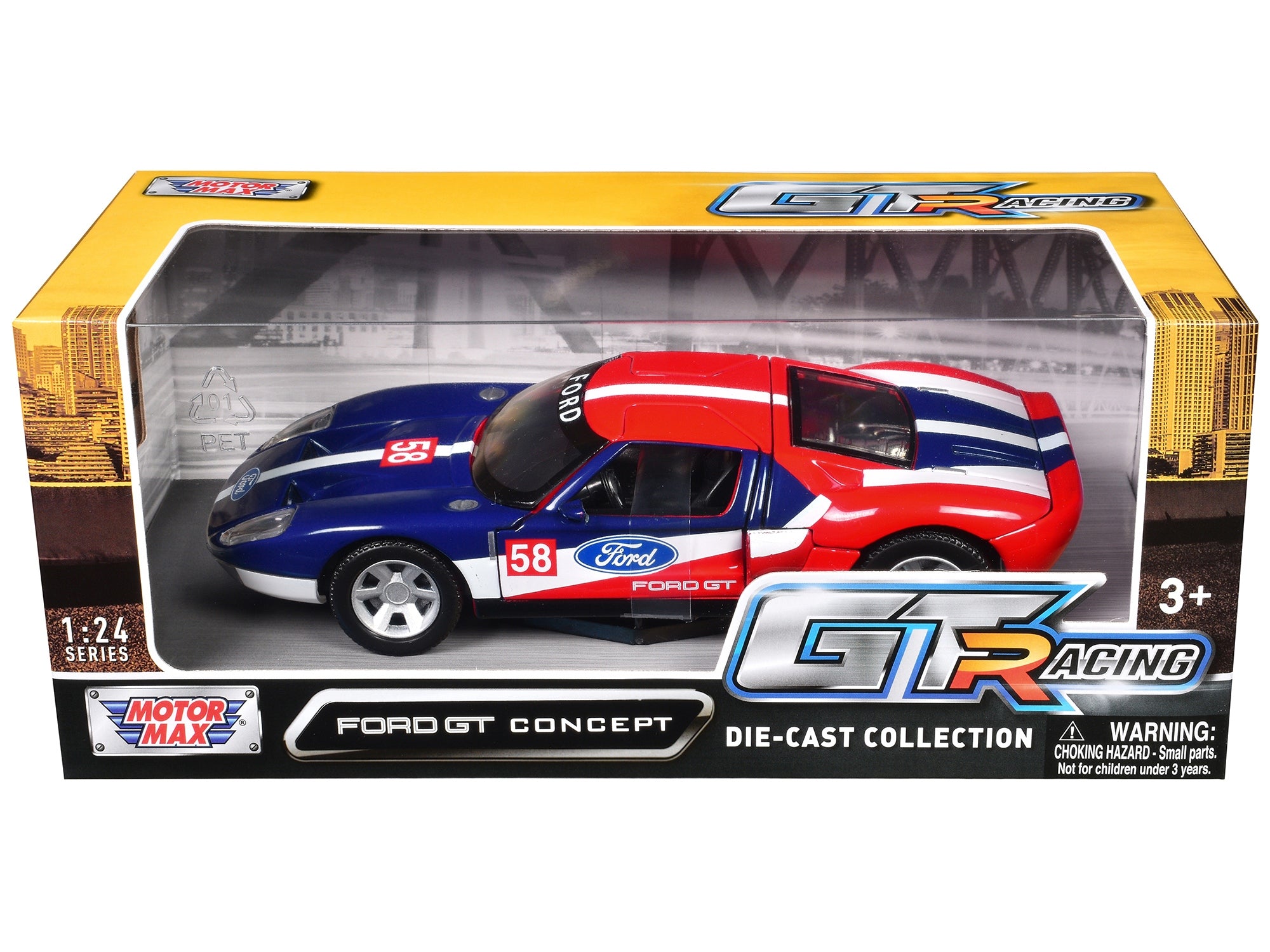 Ford GT Concept #58 Blue and Red with White Stripes "GT Racing" Series 1/24 Diecast Model Car by Motormax Motormax