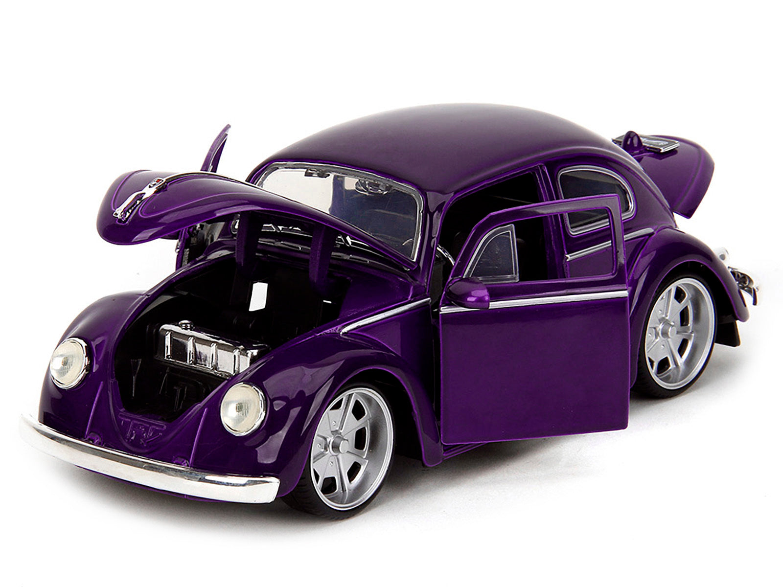 Volkswagen Beetle Purple Metallic and Wednesday Addams Diecast Figure "Wednesday" (2022) TV Series "Hollywood Rides" Series 1/24 Diecast Model Car by Jada Jada