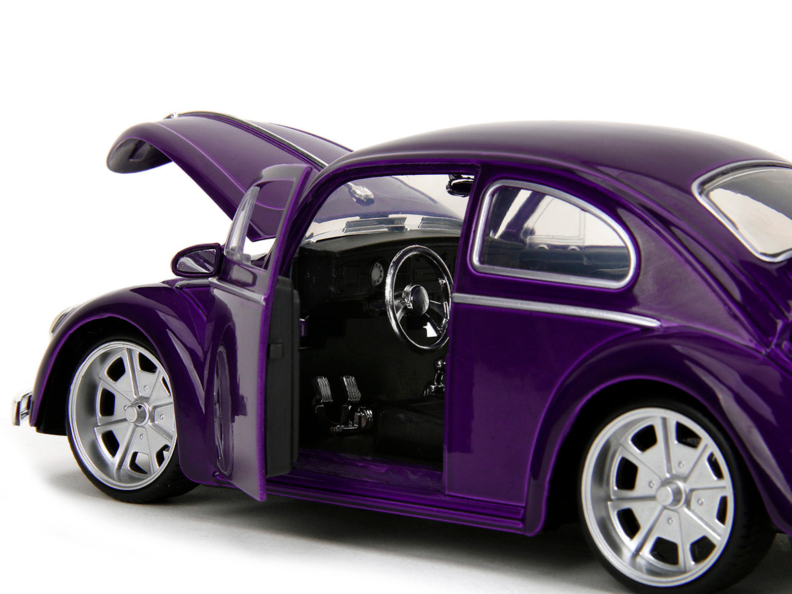 Volkswagen Beetle Purple Metallic and Wednesday Addams Diecast Figure "Wednesday" (2022) TV Series "Hollywood Rides" Series 1/24 Diecast Model Car by Jada Jada