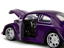 Load image into Gallery viewer, Volkswagen Beetle Purple Metallic and Wednesday Addams Diecast Figure &quot;Wednesday&quot; (2022) TV Series &quot;Hollywood Rides&quot; Series 1/24 Diecast Model Car by Jada Jada
