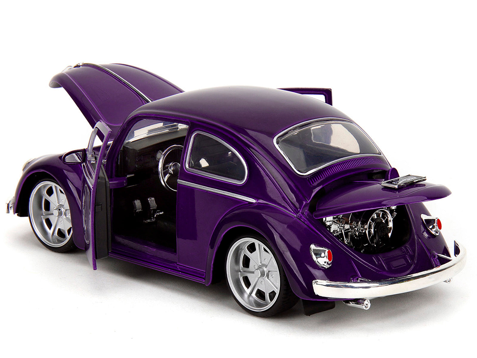 Volkswagen Beetle Purple Metallic and Wednesday Addams Diecast Figure "Wednesday" (2022) TV Series "Hollywood Rides" Series 1/24 Diecast Model Car by Jada Jada