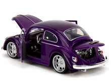 Load image into Gallery viewer, Volkswagen Beetle Purple Metallic and Wednesday Addams Diecast Figure &quot;Wednesday&quot; (2022) TV Series &quot;Hollywood Rides&quot; Series 1/24 Diecast Model Car by Jada Jada
