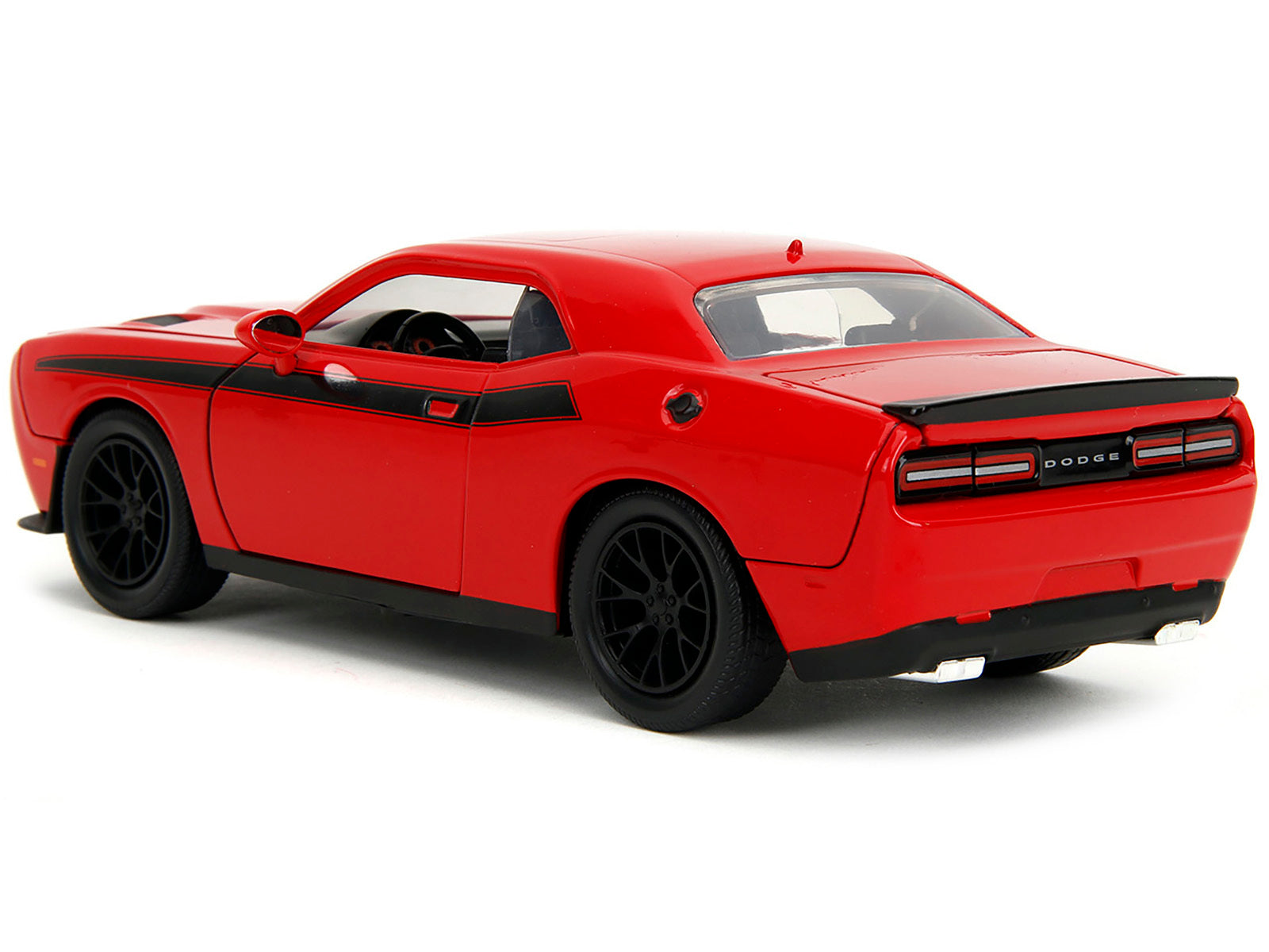 2015 Dodge Challenger Red with Black Stripes and Glenn Diecast Figure "The Walking Dead" (2010-2022) TV Series "Hollywood Rides" Series 1/24 Diecast Model Car by Jada Jada