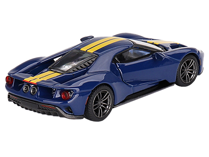 Ford GT Sunoco Blue with Yellow Stripes Limited Edition to 3600 pieces Worldwide 1/64 Diecast Model Car by Mini GT Mini GT