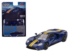 Load image into Gallery viewer, Ford GT Sunoco Blue with Yellow Stripes Limited Edition to 3600 pieces Worldwide 1/64 Diecast Model Car by Mini GT Mini GT
