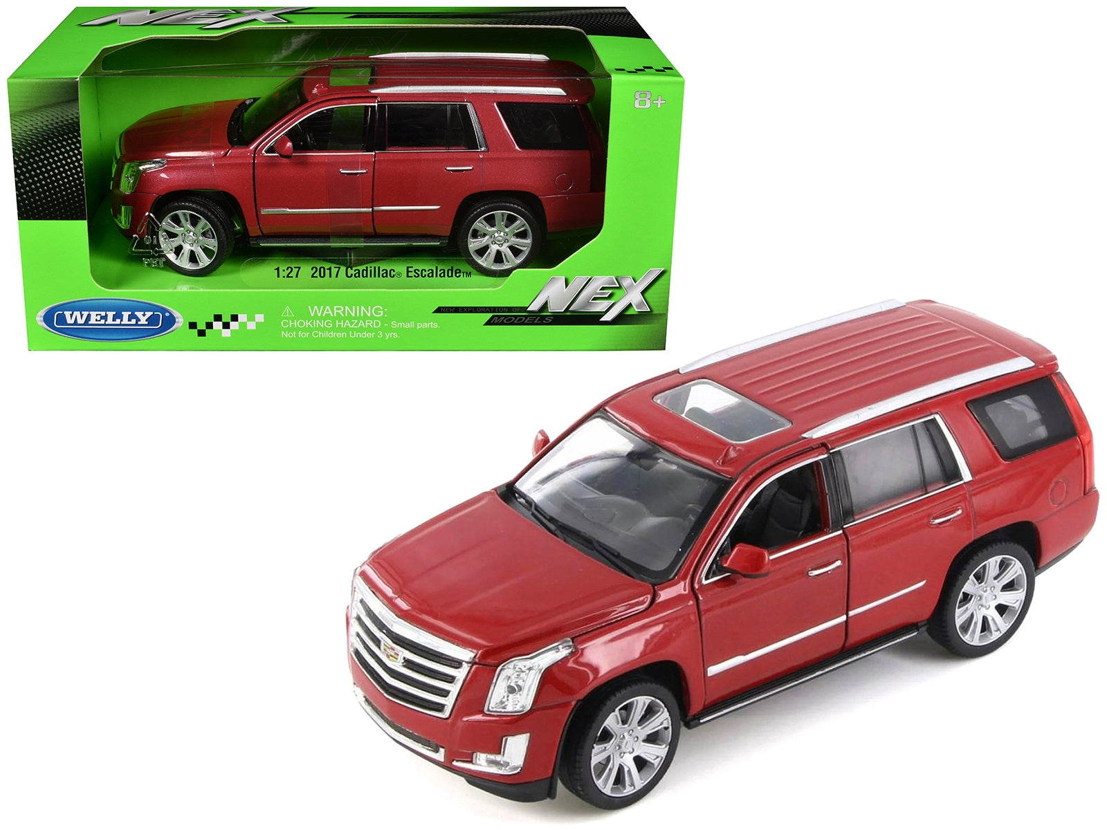 2017 Cadillac Escalade with Sunroof Red Metallic 1/24-1/27 Diecast Model Car by Welly Welly