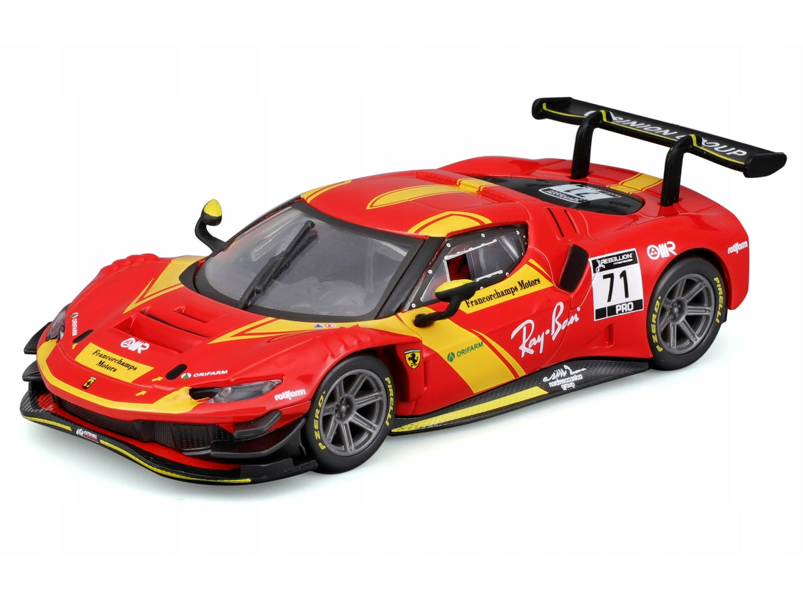 Ferrari 296 GT3 #71 Red "Francorchamps Motors" (2022) "Racing" Series with Display Case 1/43 Diecast Model Car by Bburago Bburago