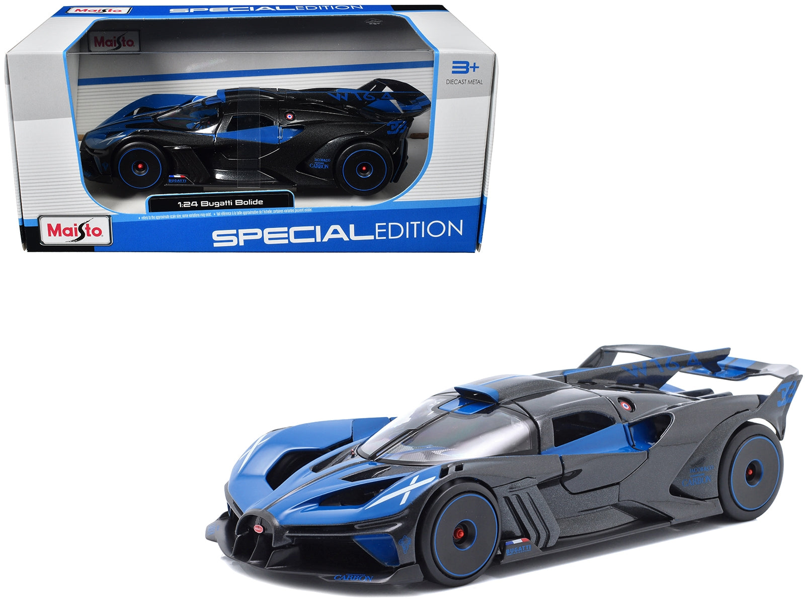 Bugatti Bolide Blue and Black Metallic "Special Edition" Series 1/24 Diecast Model Car by Maisto Maisto