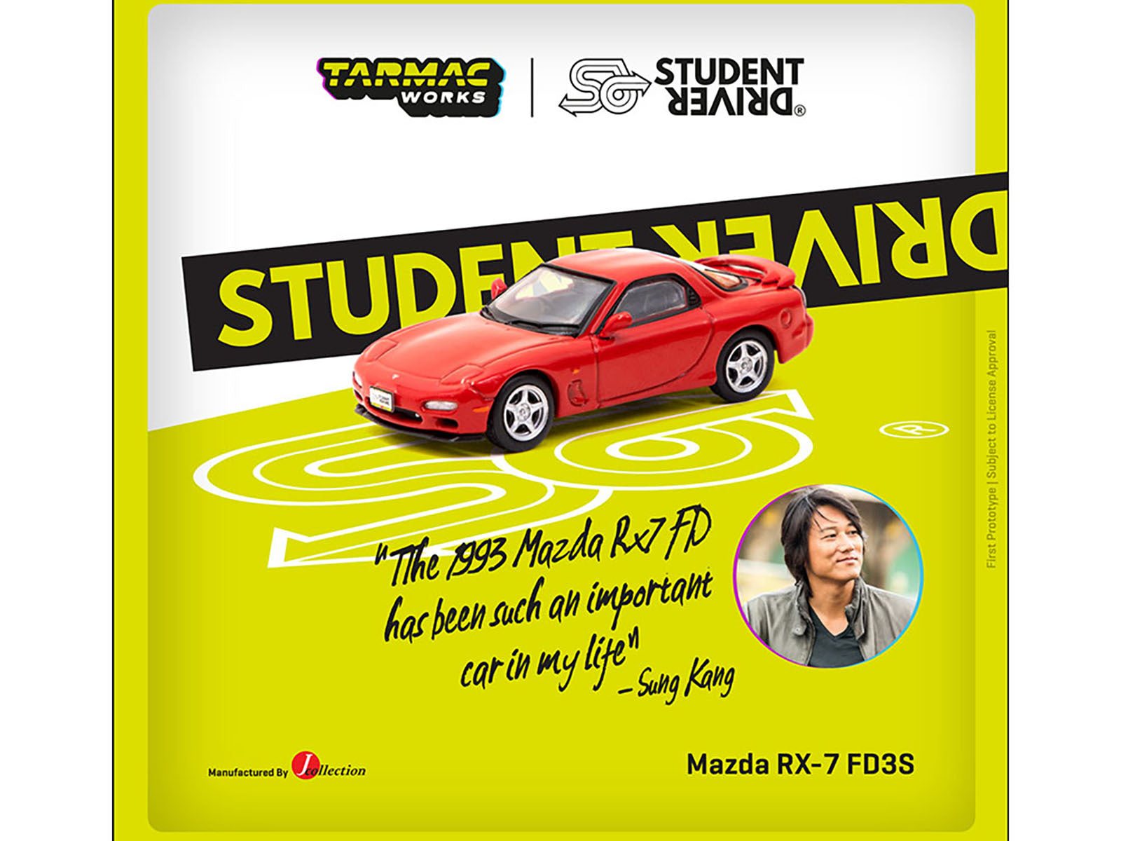 Mazda RX-7 FD3S RHD (Right Hand Drive) Red "Student Driver" "J Collection" Series 1/64 Diecast Model by Tarmac Works Tarmac Works