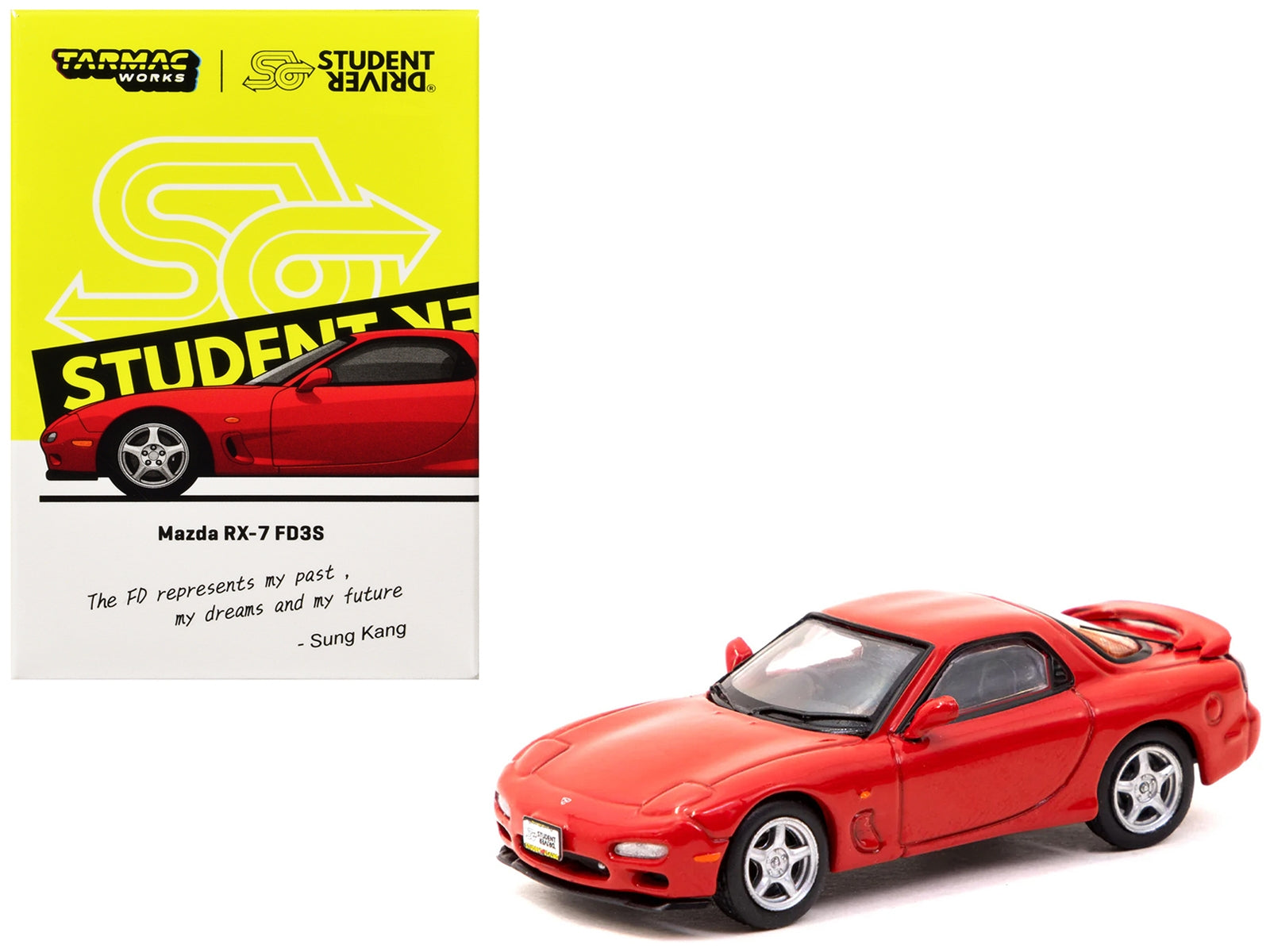 Mazda RX-7 FD3S RHD (Right Hand Drive) Red "Student Driver" "J Collection" Series 1/64 Diecast Model by Tarmac Works Tarmac Works