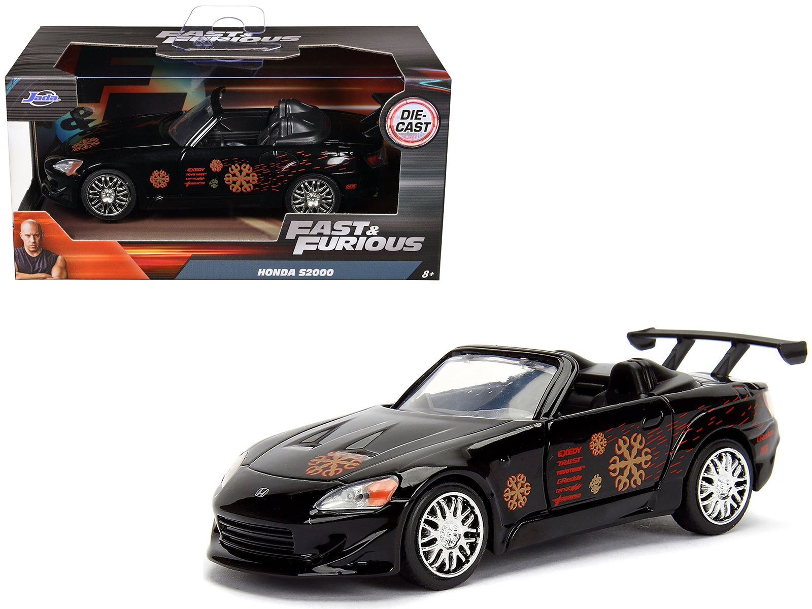 Honda S2000 Convertible Black with Graphics "Fast & Furious" Movie 1/32 Diecast Model Car by Jada Jada