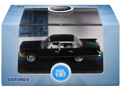 1961 Cadillac Sedan DeVille Ebony Black with White Interior 1/87 (HO) Scale Diecast Model Car by Oxford Diecast Oxford Diecast