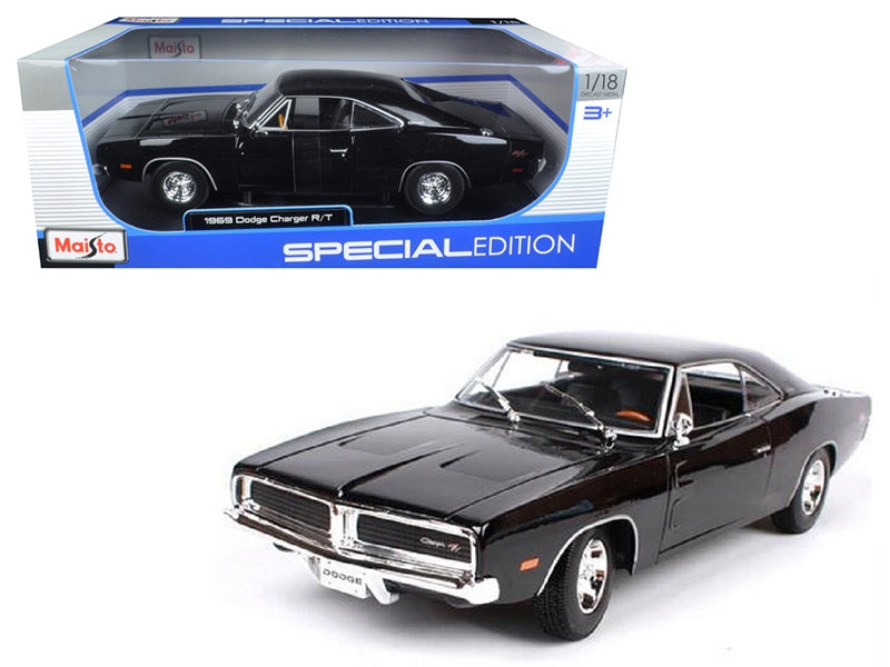 1969 Dodge Charger R/T Black 1/18 Diecast Model Car by Maisto Maisto