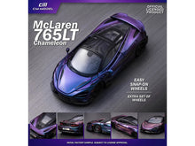 Load image into Gallery viewer, McLaren 765LT Chameleon Purple with Black Top and Extra Wheels 1/64 Diecast Model Car by CM Models CM Models
