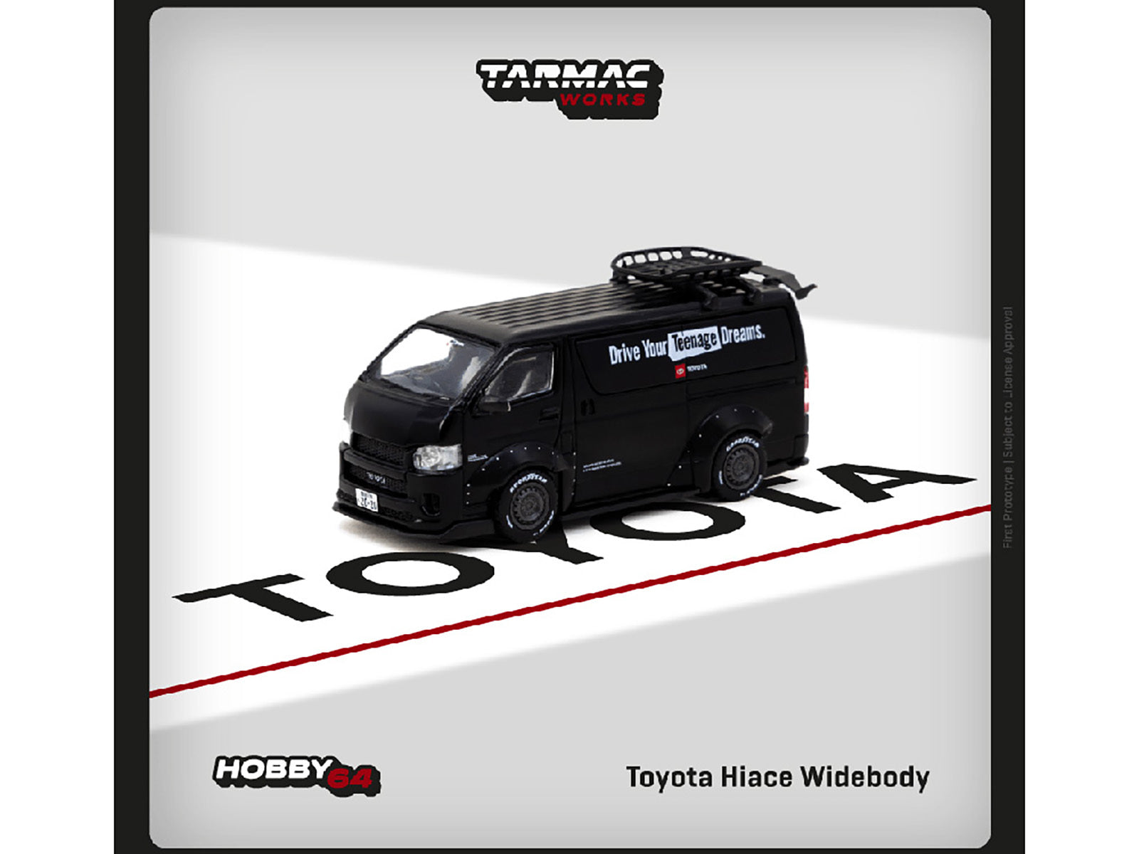 Toyota Hiace Widebody Van RHD (Right Hand Drive) Matt Black with Roof Rack "Drive Your Teenage Dreams" "Hobby64" Series 1/64 Diecast Model Car by Tarmac Works Tarmac Works