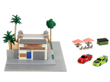 Load image into Gallery viewer, Toretto Cafe Diorama with Mitsubishi Eclipse Green and Ford F-150 SVT Lightning Red &quot;Fast and Furious&quot; &quot;Nano Scene&quot; Series Model by Jada DREAMLAND DIE CAST
